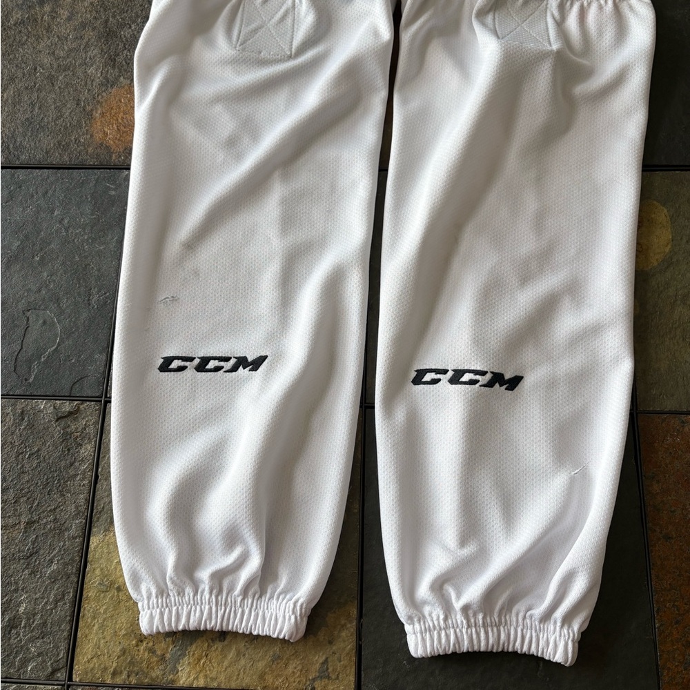 CCM Kids White Hockey Sweatpants with Black Logos